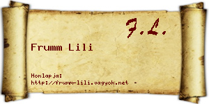 Frumm Lili névjegykártya